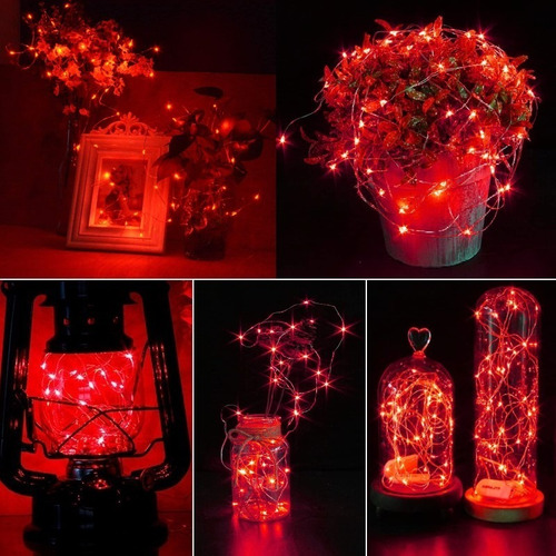 Imagen 6 de 10 de Alambre Luces Led 5 Metros Blanco Cable Hilo Tira Exterior Pilas Navidad