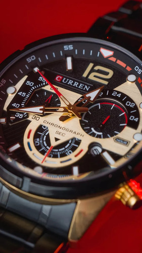 Reloj para Hombre Curren 8395 Negro Dorado Acero Inoxidable