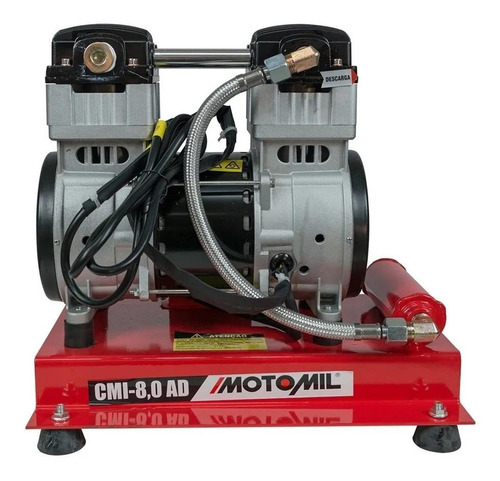 Compressor de ar elétrico portátil Motomil CMI-8,0/AD monofásica 1350W 220V 60Hz prateado/preto/vermelho