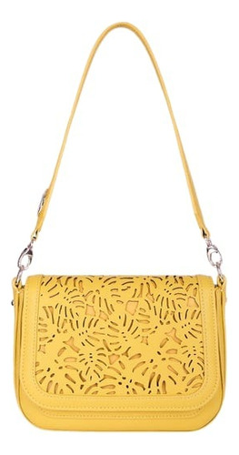 Bolsa Bandolera Mostaza Detalle Calado Julio Amarillo Calado Oro Amarillo