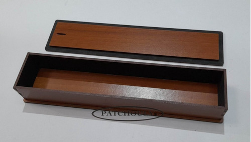 Imagen 4 de 5 de Porta Sahumerios Cofre Mdf Color Madera Calado 24 Cm. Logo
