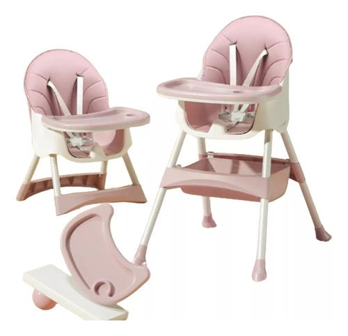 Silla De Comer 2 En 1 Para Bebe Color Rosa Altura Ajustable