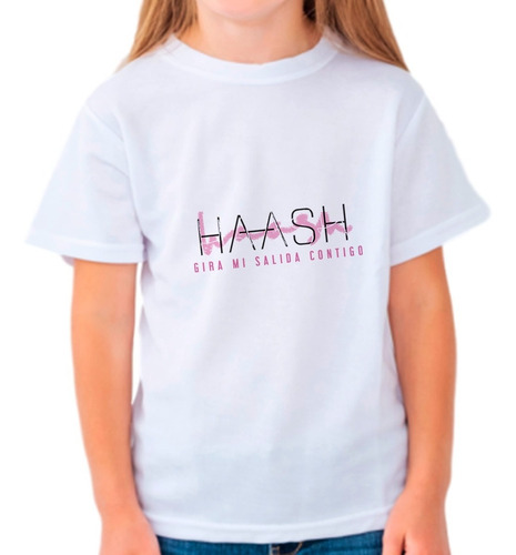 Franela Blanca Para Niños Unisex Haash Mi Salida Sublimada