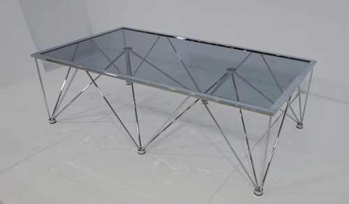 Mesa De Centro Minimalista De Cristal Y Metal Chalet