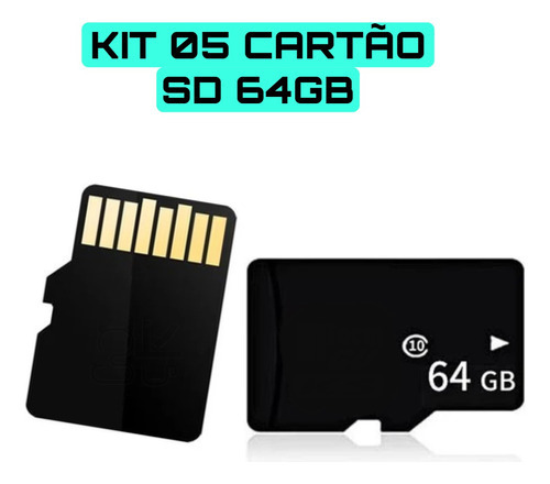 Kit 05 Cartões De Memória Full Hd Para Câmeras Wi-fi 64gb