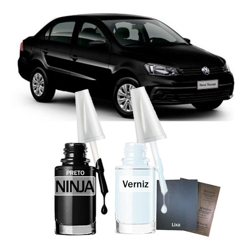 Tinta Tira Risco Automotivo Vw Voyage Preto Ninja 