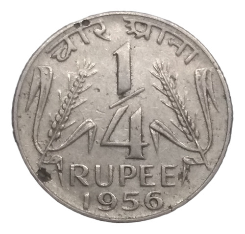Moneda India 1/4 Rupia Años 50's Niquel Envío $60