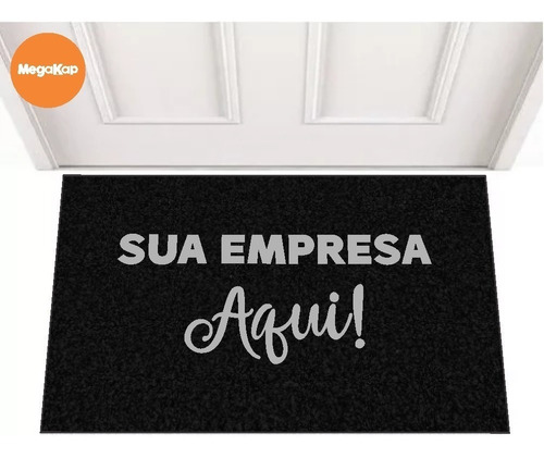 Tapete Capacho 155x71 Personalizado Logomarca Empresa Logo Cor Preto Desenho do tecido Trama Vinílica 13mm Emborrachado Antiderrapante