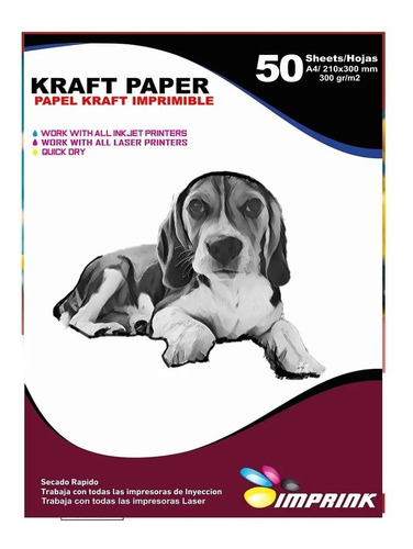 Papel Kraft 300grs Ecologico Imprimible Tamaño A4/50hojas