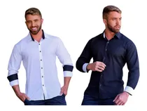 Comprar Kit 2 Camisa Social Masculina Slim Fit Manga Longa