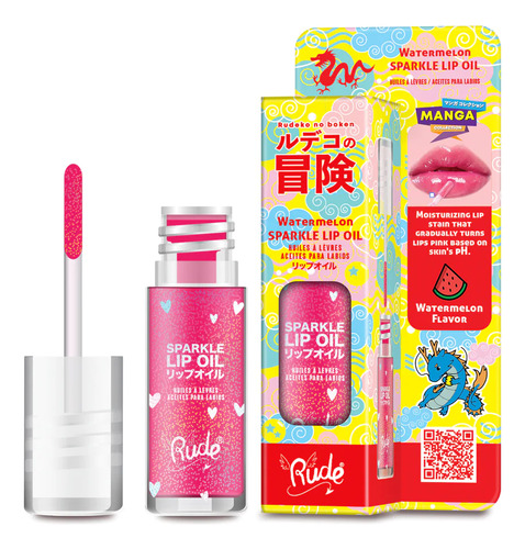 Brillo Labial Manga Sparkle Lip Oil Watermelon Sandia Rude Cosmetics Acabado Brilloso