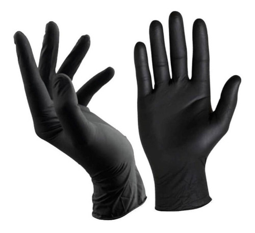Imagen 1 de 2 de Guantes descartables Adrenalink Black color negro talle M de nitrilo x 100 unidades