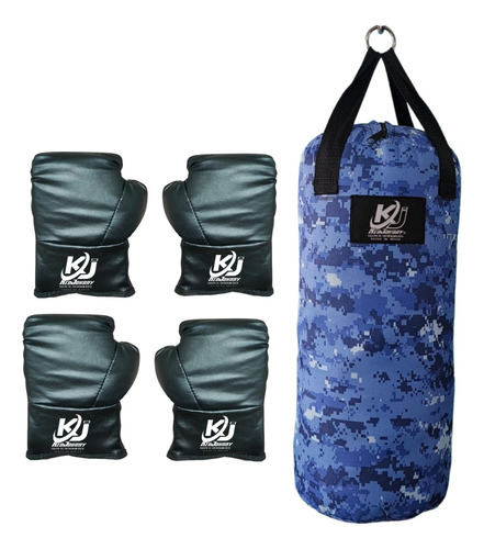 Saco De Boxeo Niño 7k Camuflaje Y 2pares Guantes Box Karate