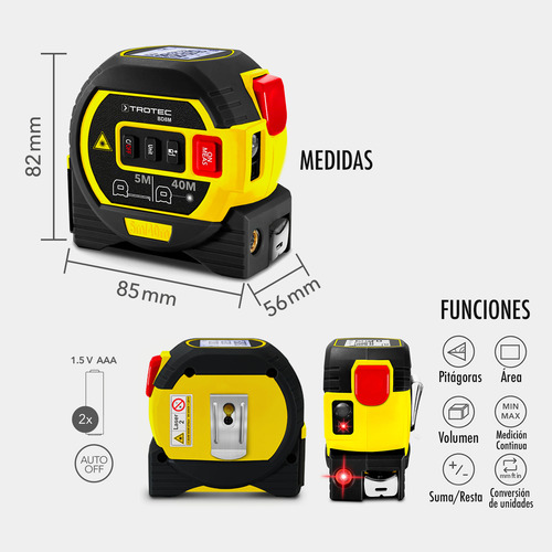 Kit 2pz Flexometro Medidor De Distancia Digital Con Laser