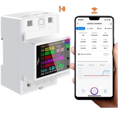 Vatímetro Medidor Consumo Eléctrico-vol-watts-kwh-amp- Wi-fi