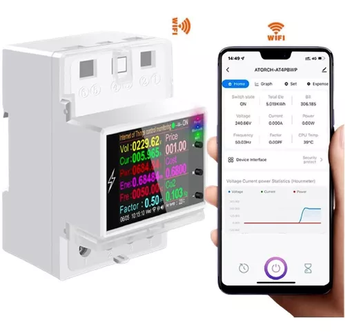 Atorch Wifi Vatímetro digital 220v Medidor de potencia de CA Consumo  eléctrico Medidor de energía Potencia