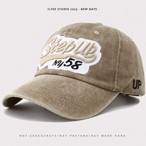 Gorra De Béisbol Bordada Con Letras Y Visera Retro Americana