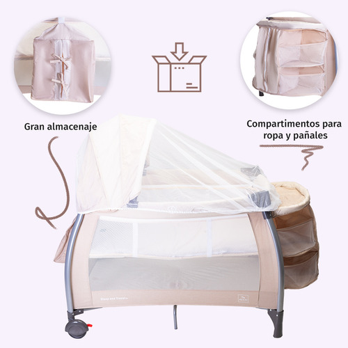 Cuna Corral Para Bebé Aeiou C96-a Con Colchón Memory Foam