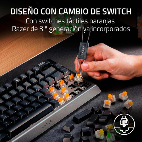 Teclado Razer Blackwidow V4 75% Us Switch Orange Chromablack