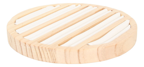 Bandeja Redonda Para Pendientes, 6 Ranuras, De Madera Maciza