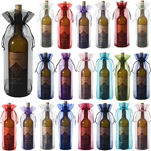 70 Bolsas De Organza Transparente Botellas De Vino De 1...