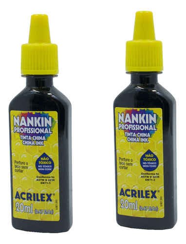 Tinta Nankin 20g Acrilex Cor Preta 2 Unidades