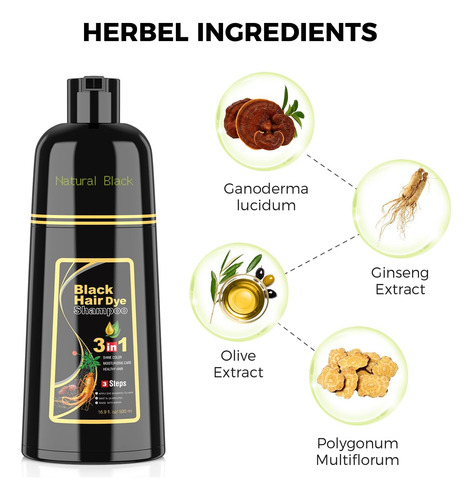 Belezalib Champú Instantáneo Para Tinte De Cabello Negro Par
