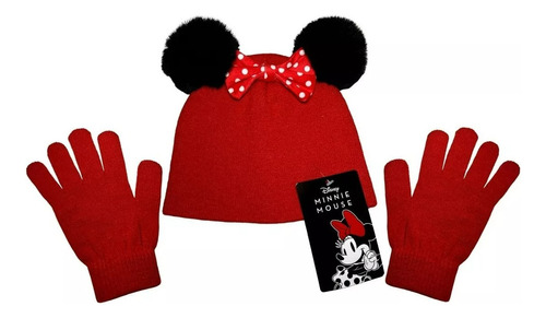 Kit Inverno Infantil Minnie Disney : Gorro / Touca + Luvas