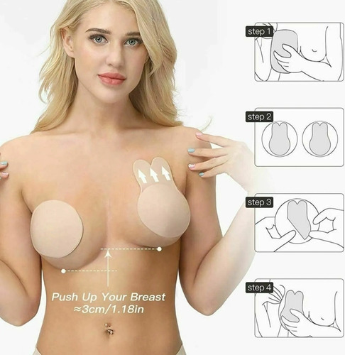 Imagen 4 de 7 de Sostén Invisible Push Up Levanta Busto Cubre Pezones