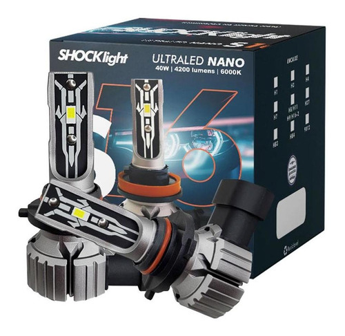 Kit Lâmpada Ultra Led Hb3 Shocklight S16 Nano 6000k 8400lm