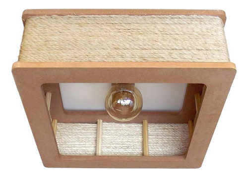 Luminária Lustre Pendente Rústico Retro Madeira Sisal 60cm