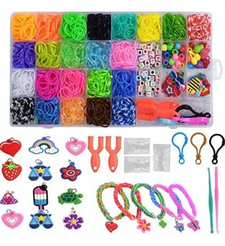 Kit Para Hacer Pulseras De Elástico 23 Colores 1500+ Uds