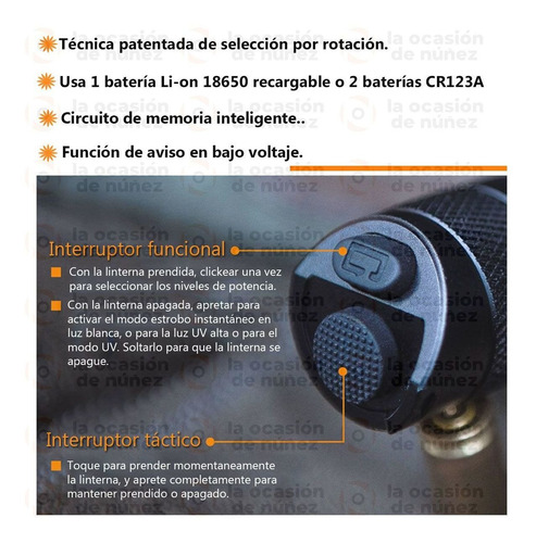 Imagen 3 de 8 de Linterna Fenix Tk25uv 1000 Lum 3000 Mw Led