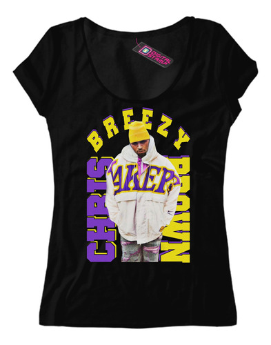 Remera Mujer Chris Brown Breezy Lakers Rap 19 Dtg Premium