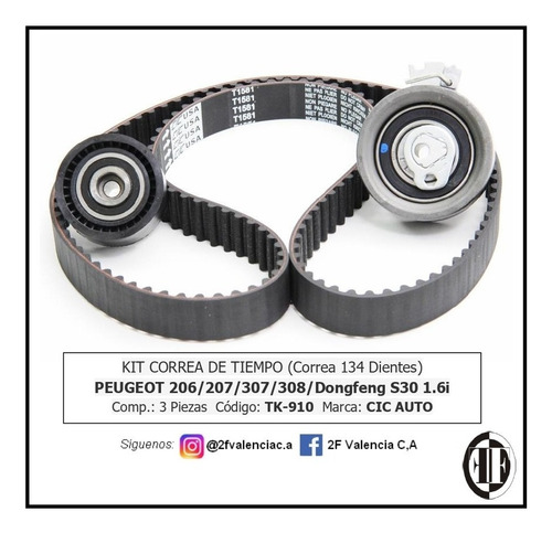 Kit Tiempo Peugeot 1.6l 206/207/307 Tk-910