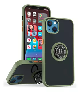 Funda Case Para Samsung J7 Ahumado Con Anillo Verde Claro