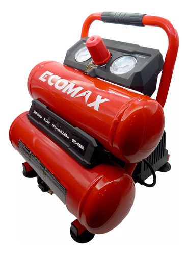Compresor De Aire Ecomax Sin Aceite Portatil 8 Lts 360w Color Rojo Fase Eléctrica Monofásica Frecuencia 50hz