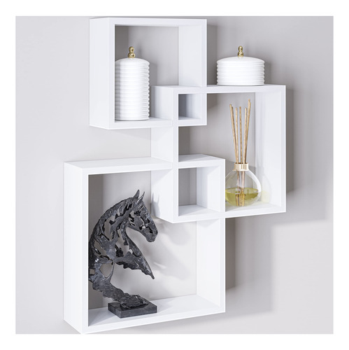 Estante Para Pared De Madera Cubos Entrelazados Blanco 3 Pz