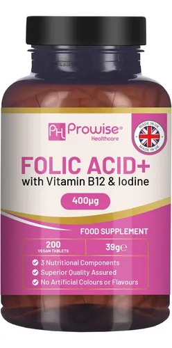 Ácido Fólico 400 Mcg Tabletas Con Vitamina B12 Y Yodo Para C Sabor