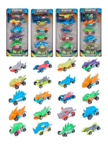 Imagen 1 de 4 de Teamsterz Autos Beast Machines Pack X5 Vehiculos Dino Bestia