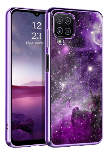 Funda Violeta Para Galaxy A12 Con Diseno De Nebulosa