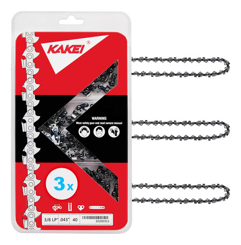 Cadenas Para Motocierra Kakei 10'', 40 Eslabones, 3 Piezas