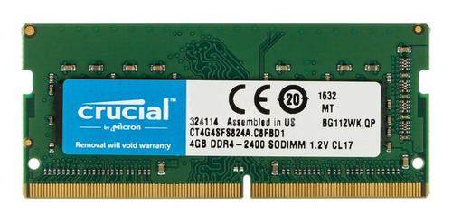 Memória Ram 4gb 1x4gb Crucial Ct4g4sfs824a