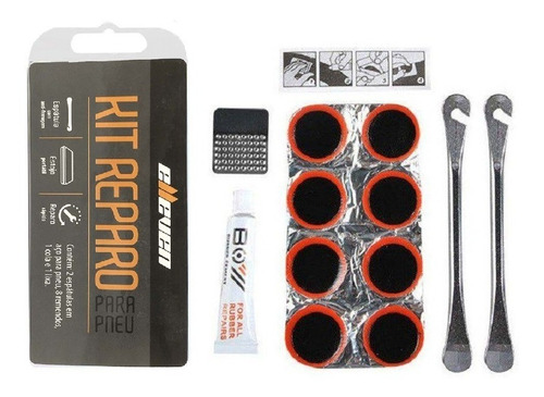 Kit Reparo Remendo Pneu De Bike Elleven C/ 2 Espátulas Aço