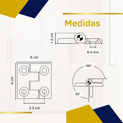 Bisagra Para Perfil Estructural 40x40 Tornillo Avellanado