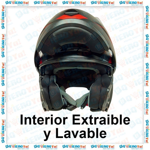 Imagen 6 de 9 de Casco Moto Rebatible Ls2 Doble Visor 370 Stripe Mate Black C/ Gráficas