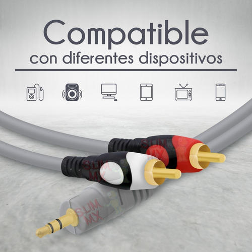 Imagen 6 de 10 de Cable Auxiliar De Audio 3.5 M A 2rca 10 Metros Estereo Aux