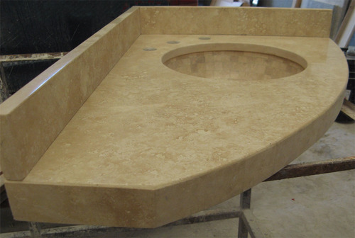 Imagen 5 de 10 de Mesada Travertino Turco Apomazado, Baño - Forma Y Diseño