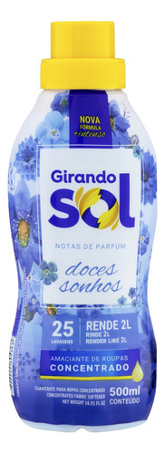 Amaciante de Roupa Concentrado Doces Sonhos Girando Sol Frasco 500ml