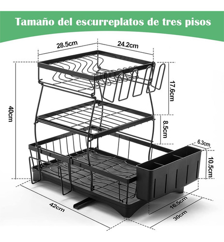 Escurridor Acero Inoxidable, Escurridor Platos De 3 Niveles